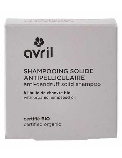 Shampooing solide antipelliculaire 60g Avril base lavante douce argile chanvre jujubier Abcbeauté capillaire