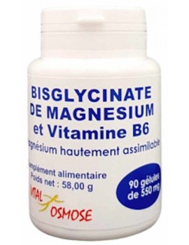 Bisglycinate de Magnésium Vitamine B6 90 gélules Vital Osmose contre la fatigue Abcbeauté vitalité