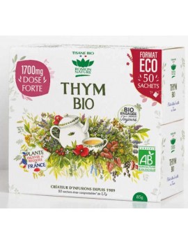 Tisane Thym Bio 50 sachets format Eco Romon Nature infusion de thym bio du sud Abcbeauté herboristerie
