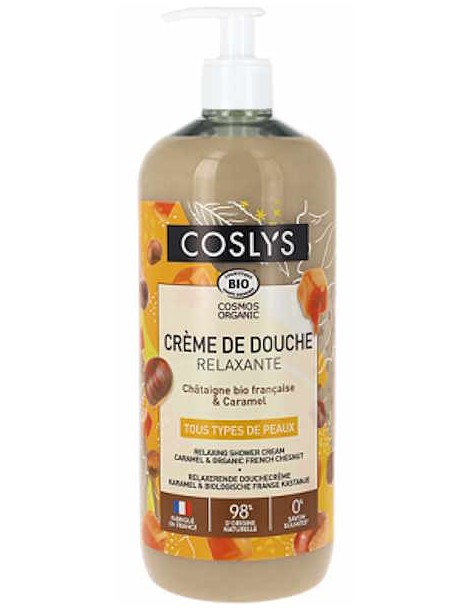 Crème de douche relaxante châtaigne caramel 1L Coslys douceur, hygiène et gourmandise Abcbeauté gel douche