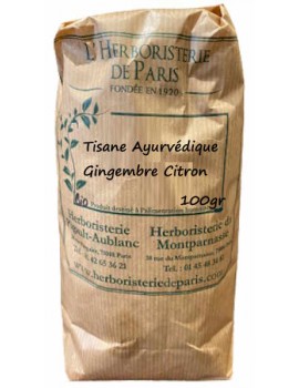Tisane Ayurvédique Gingembre Citron 100 gr Herboristerie de Paris énergie tonus fonction mentale Abcbeauté