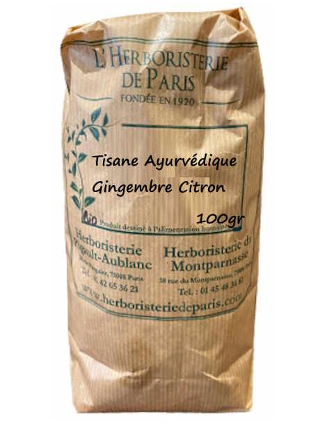 Tisane Ayurvédique Gingembre Citron 100 gr Herboristerie de Paris énergie tonus fonction mentale Abcbeauté
