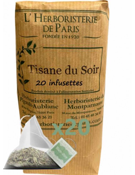 Tisane du Soir 20 infusettes concentrées de 2gr Herboristerie de Paris tisane infusion sommeil Abcbeauté