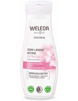 Soin lavant intime extra doux 200 ml Weleda ph physiologique mauve blanche Abcbeauté