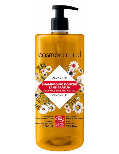 Shampooing douche sans parfum à l'extrait de Camomille 1L Cosmo Naturel shampoing douche bio Abcbeauté