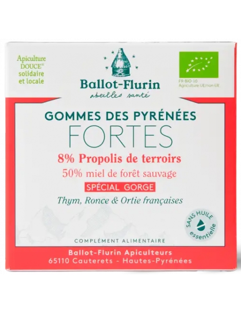 Gommes fortes des Pyrénées boite 30g Ballot Flurin gommes propolis thym Abcbeauté