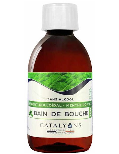 Bain de bouche bio à l'Argent colloïdal 250 ml Catalyons argent colloidal 30ppm menthe poivrée zinc Abcbeauté