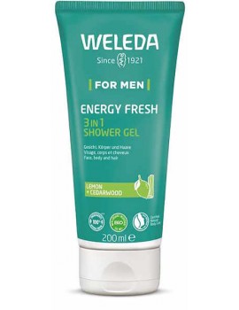 Gel Douche Men 3 en 1 Energy Fresh pour Homme 200ml Weleda citron bois de cèdre Abcbeauté douche bio