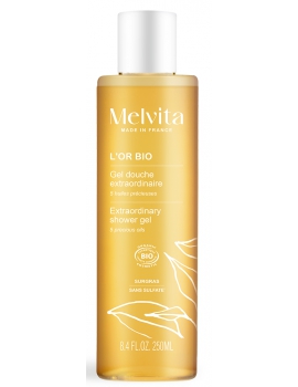 Gel douche extraordinaire L'Or Bio 250 ml - Melvita 5 huiles prcieuses hydratantes et satinantes Abcbeauté