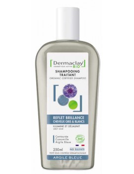 Shampoing cheveux gris reflet brillance Certifié Bio 250 ml Dermaclay shampooing cheveux gris et blancs Abcbeauté