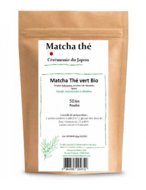 Matcha thé vert bio poudre 50 gr Herboristerie de Paris thé matcha du Japon Abcbeauté