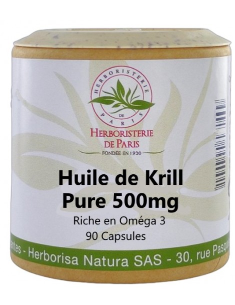 Huile de Krill 500mg 90 capsules Herboristerie de Paris omega 3 phospholipides superba Abcbeauté 