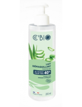 Lait Démaquillant Hydratant Aloé vera 200 ml Cé'Bio Lait démaquillant et Nettoyantsoin pour le visage Abcbeauté