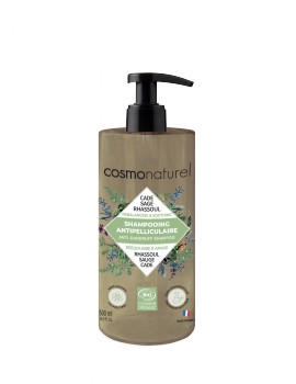 Shampooing antipelliculaire Cade Sauge Rhassoul 500 ml Cosmo Naturel contre les pellicules et la séborrhée Abcbeauté