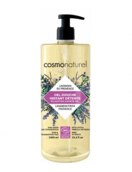 Gel douche Instant Détente bio Lavandin de Provence 1 litre Cosmo Naturel lavandin romarin aloe vera Abcbeauté