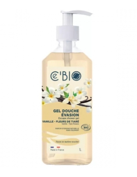 Gel douche Evasion Vanille et Fleurs de Tiaré 1 Litre Cé'Bio parfum naturel évasion et voyage Abcbeauté