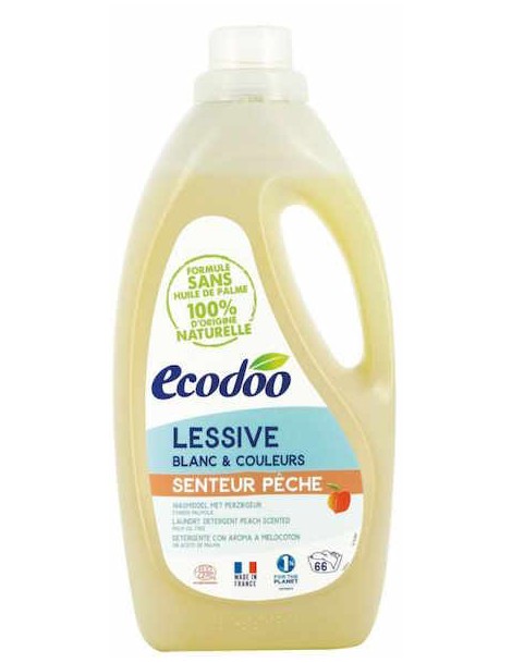 Lessive liquide Blanc et Couleurs senteur pêche 2 Litres Ecodoo écodétergent certifié Ecocert Abcbeauté