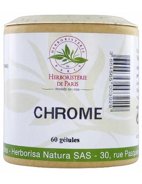 Chrome oligo-élément 60 gélules Herboristerie de Paris aide au maintien du taux de sucres Abcbeauté