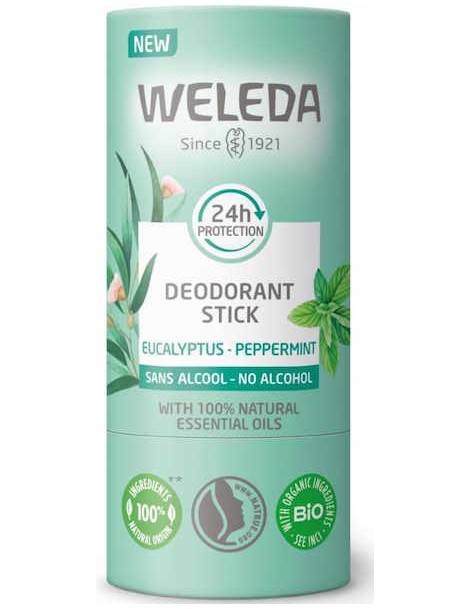 Déodorant solide 24H Eucalyptus Menthe poivrée 50gr Weleda deodorant stick bio eucalyptus peppermint abcbeauté