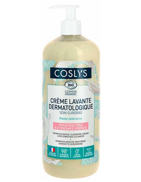 Crème lavante dermatologique liquide soin surgras 1 Litre Coslys peau réactive à atopique haute tolérance Abcbeauté