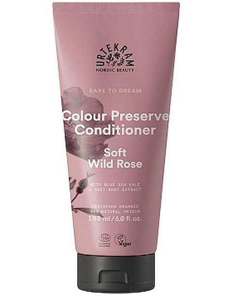 Après shampooing cheveux colorés à la Rose Sauvage Soft Wild Rose 180ml Urtekram produit capillaire biologique Abcbeauté